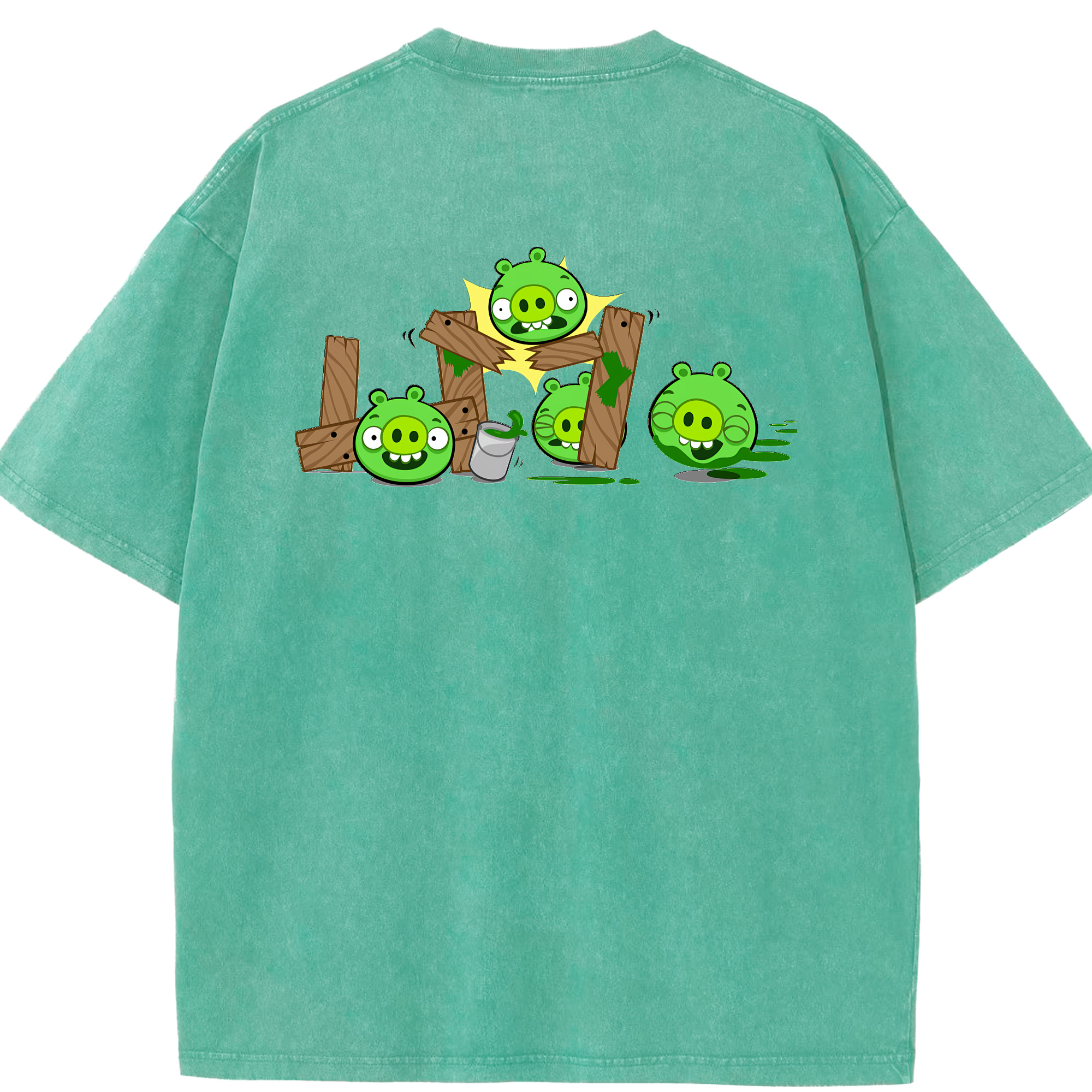 （画像用） Angry Birds アングリーバード 綿100% ヴィンテージ風 半袖Tシャツ（背面プリント）